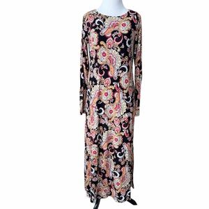 BELLE BOHO Kim Gravel Paisley Long Sleeve Maxi Dress